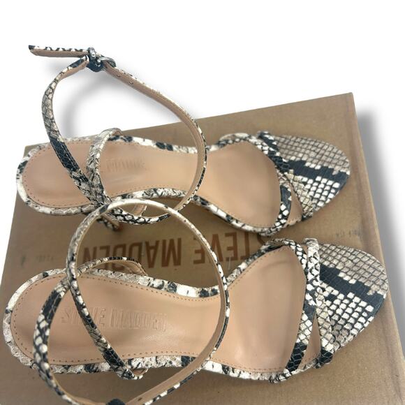Steve Madden Snakeskin strappy heels size 6 ankle strap stiletto open toe dressy - Picture 4 of 10